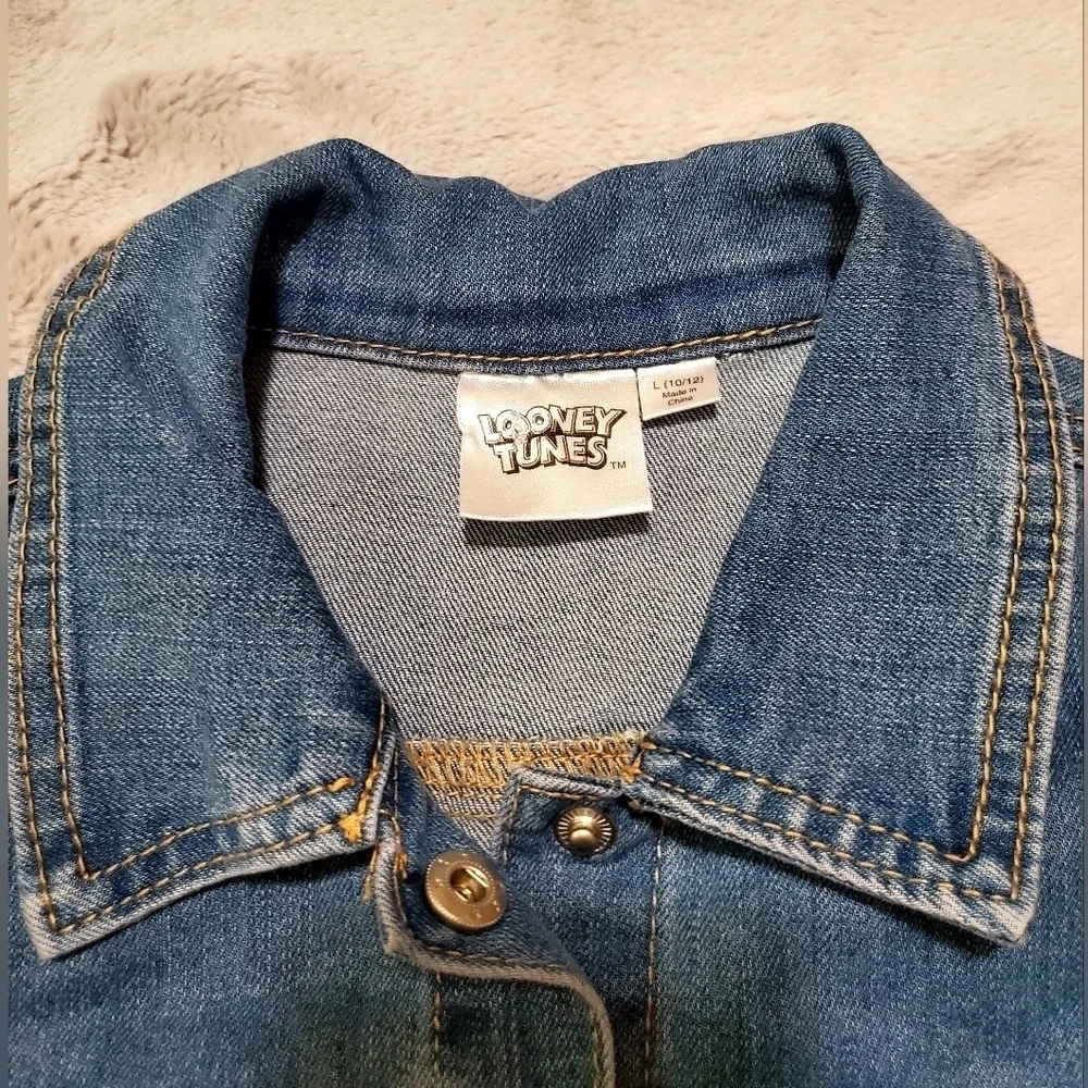 Looney Tunes Tweety Bird Jean Jacket Size Large 10-12